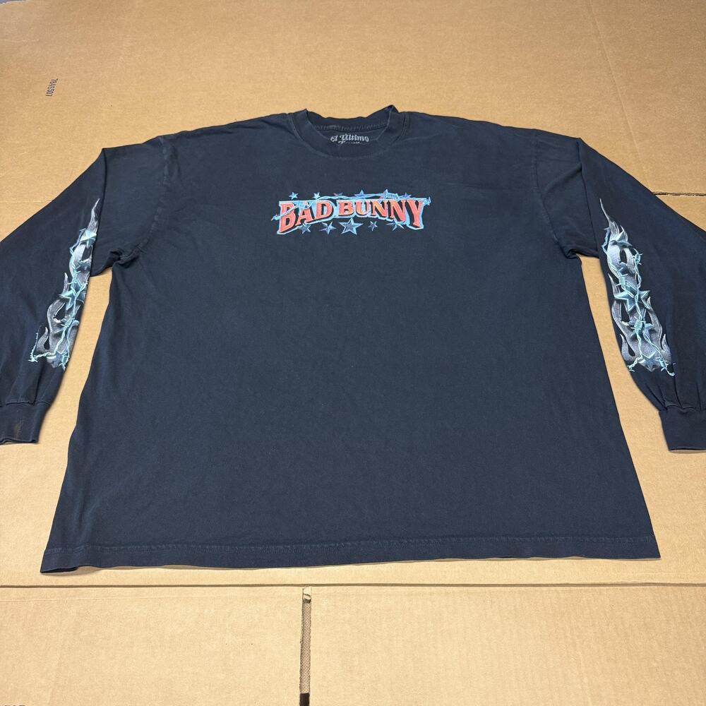 Bad Bunny Shirt Mens 2XL Black El Ultimo Tour 2022 Long Sleeve Graphic Tee